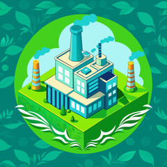 Green hydrogen H2 future energy factory power plant icon isometric isolated, AI Generative 
