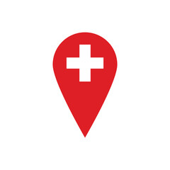 medical cross pin location icon vector