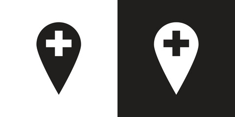 medical cross pin location icon vector