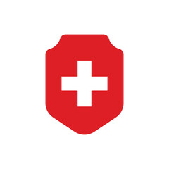 Obraz premium Medical cross shield vector symbol
