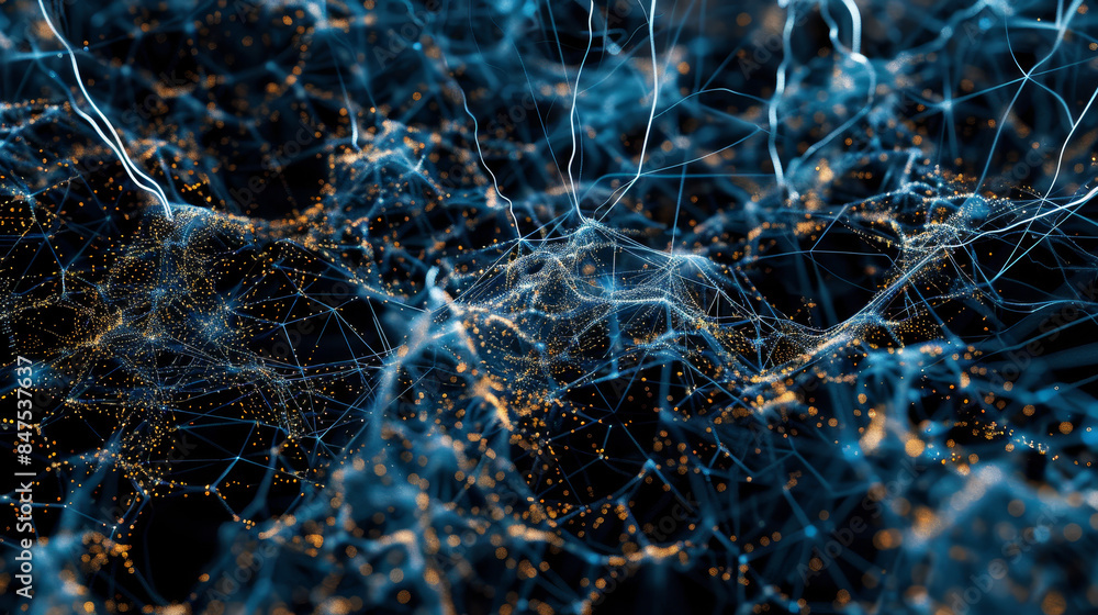 Poster a computer generated image of a network of lines and dots