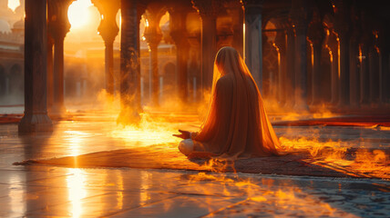 muslim man praying.generative ai