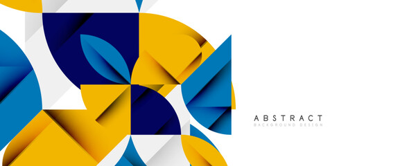 Minimal geometric elements on white. Petals, round triangles, star