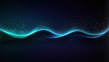 Abstract background with colorful glowing digital wave lines and dots. Neon sound waves or big data flow 