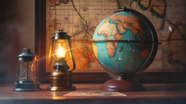 Aesthetic maps, altlas and lanterns in smooth quality with 4K video 