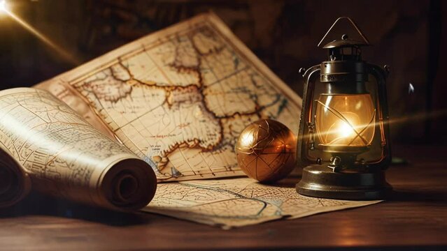 Aesthetic maps, altlas and lanterns in smooth quality with 4K video 