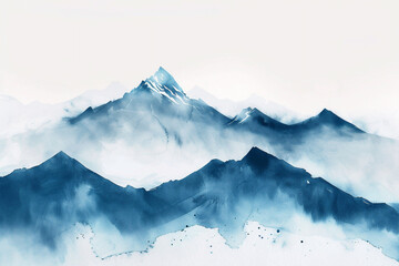 Minimalist Majesty: Mountain watercolor with a touch of abstraction.