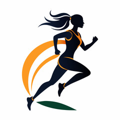 a vector logo lady running silhouette vector illustration