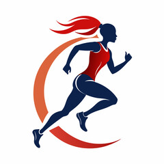 a vector logo lady running silhouette vector illustration