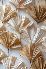 Dried Palm Leaf Arrangement on White Background