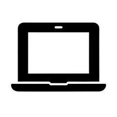 laptop pc computer simple single colored silhouette icon, vector illustration isolated on transparent background