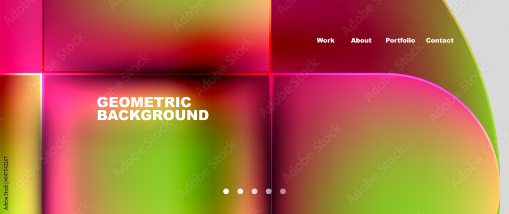 Poster bright colorful squares with round elements minimal geometric background. vector illustration for wa