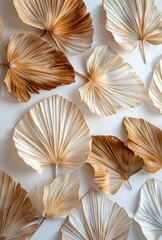 Dried Palm Leaf Arrangement on White Background