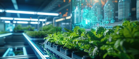 A Hydroponic Vertical Farm Embraces the Future with High-Tech Automation and Holographic Guidance in a Greenhouse Laboratory