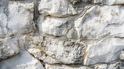 Stone texture close up on a white concrete wall