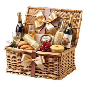 birthday and anniversary gift hamper isolated on transparent background