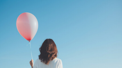 女, 女性, 女性の後ろ姿, 赤, 風船, 赤い風船, 風船を持つ女性, woman, female, female back, red, balloon, red balloon, woman with balloon