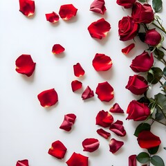 rose petals on white background generative ai