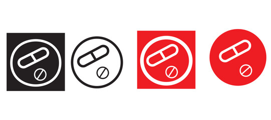 Capsule medical pill logo icon. Medicine, pharmacy, hospital of drugs. Medication, pharmaceutics concept. Vector illustration.