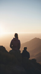 女性, 男性, 人々, 後ろ姿, 登山, 登山家, 山, 登頂, 頂上, トップ, 成功, 自由, 夕焼け, 日の出, woman, man, people, back, climb, mountain, climber, mountaineer, summit, top, success, freedom, sunset, sunrise