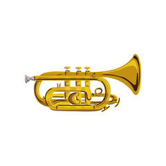Obraz premium cornet, vector drawing musical instrument isolated at white background, hand drawn illustration