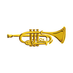 Fototapeta premium trumpet, vector drawing musical instrument isolated at white background, hand drawn illustration