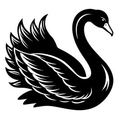 black silhouette swan vector illustration