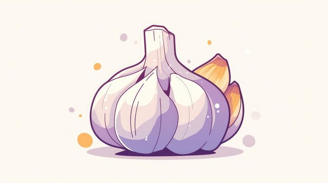 An isolated white background showcases the garlic icon in a sleek and sophisticated line style design