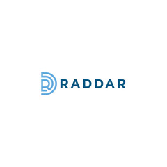 the letter R logo is in the shape of a radar
