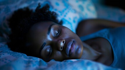 African young woman struggling to sleep at night