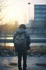 男, 男性, 男性の後ろ姿, ホームレス, 汚い, 失業, 失敗, 道路, 道, 徘徊, man, male, male back, homeless, dirty, unemployed, failure, road, street, wandering