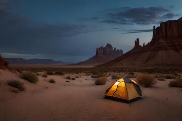 Camping in the desert in the middle of nowhere