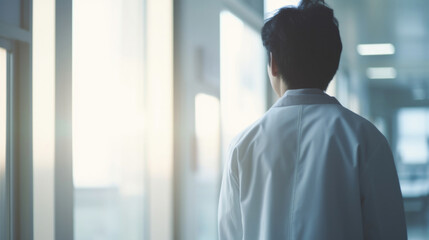 男, 男性, 男性の後ろ姿, 医者, 病院, 白衣, 医院長, 医療, male, man, male back, doctor, hospital, white coat, medical director, medical care
