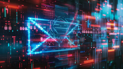 Email Encryption Concept Illustration. This digital illustration represents the concept of email encryption through a futuristic and artistic lens.