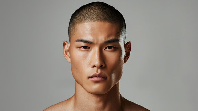 handsome man with a buzz cut, generative AI