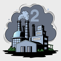 Obraz premium Green Hydrogen H2 Future Energy Power Plant Outline: Silhouette of Industrial Factories and Power Plants AI Generative
