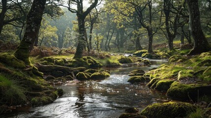 Obraz premium A naturally beautiful untouched woodland brimming with fresh spring water