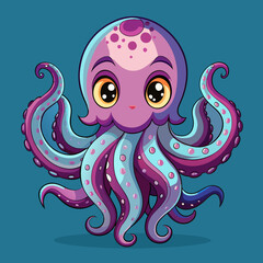detailed and sharp cute octopus perfect for bra vector illustration