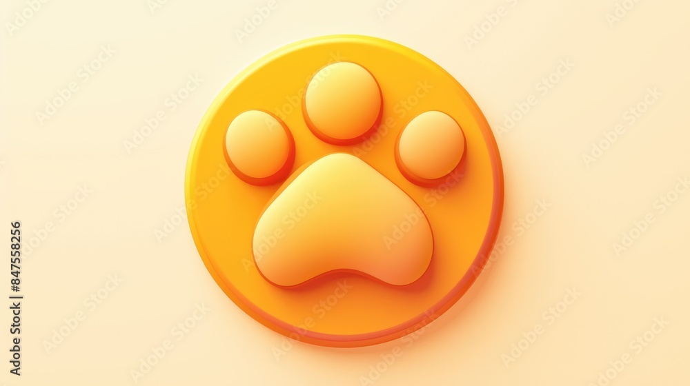 Poster an internet button featuring a paw print icon stands out against a clean white background