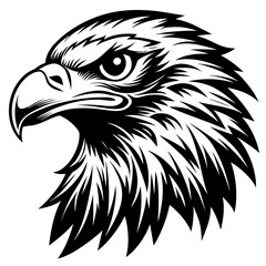 eagle head black and white vector silhouette illustration