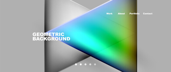 Metal triangles with colorful bright triangles. Geometric modern minimalist design template