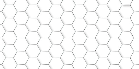 Abstract background with hexagons. Geometric hexagon polygonal pattern background vector. seamless bright white abstract honeycomb grid 3d cell tile technology texture backdrop concept.
