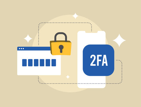 2FA Two-Factor Authentication with secure login and verification code on mobile phone. Multi-factor security user verification. Mobile authentication, identity confirmation and password security