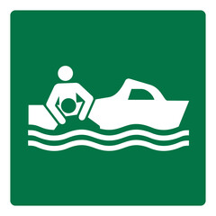 iso emergency and first aid safety signs rescue boat symbol and pictogram only size 1 x 1 square shape
