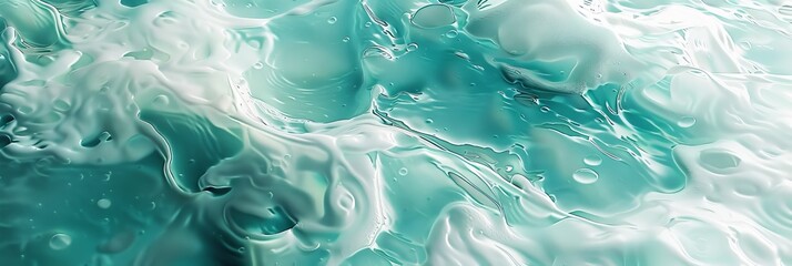 Naklejka premium Clear Water Swirls Texture Background in White and Turquoise Colors, Sea Waves Flow Pattern