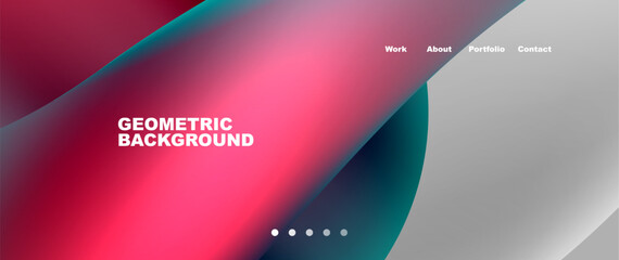 Web page design with geometric elements - circle and wave. Techno art concept. Vector Illustration For Wallpaper, Banner, Background, Card, Book Illustration, landing page