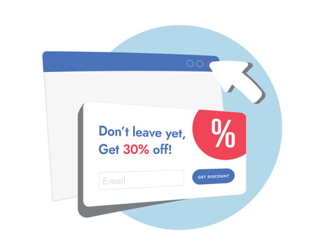 Exit intent popup - digital marketing strategy with intuitive design, lead capture forms, and advanced triggers to retain visitors and boost website engagement. Vector illustration