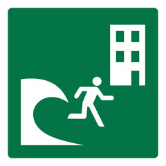 iso emergency and first aid safety signs tsunami evacuation building symbol and pictogram only size 1 x 1 square shape