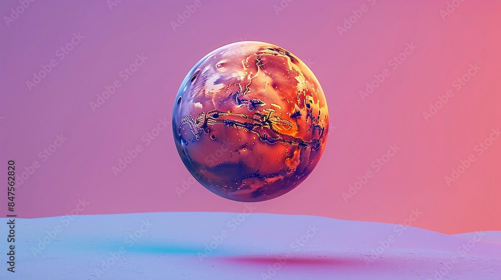 Aufkleber 3d digital art of mars with gradient backdrop
