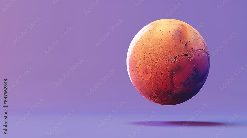 Poster 3d floating mars with purple gradient backdrop